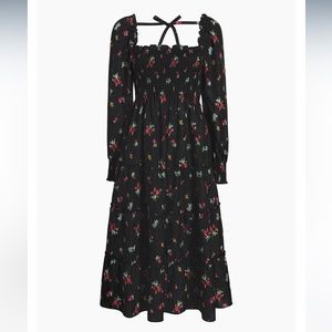 Hill house Naomi Nap dress in black Ikat floral